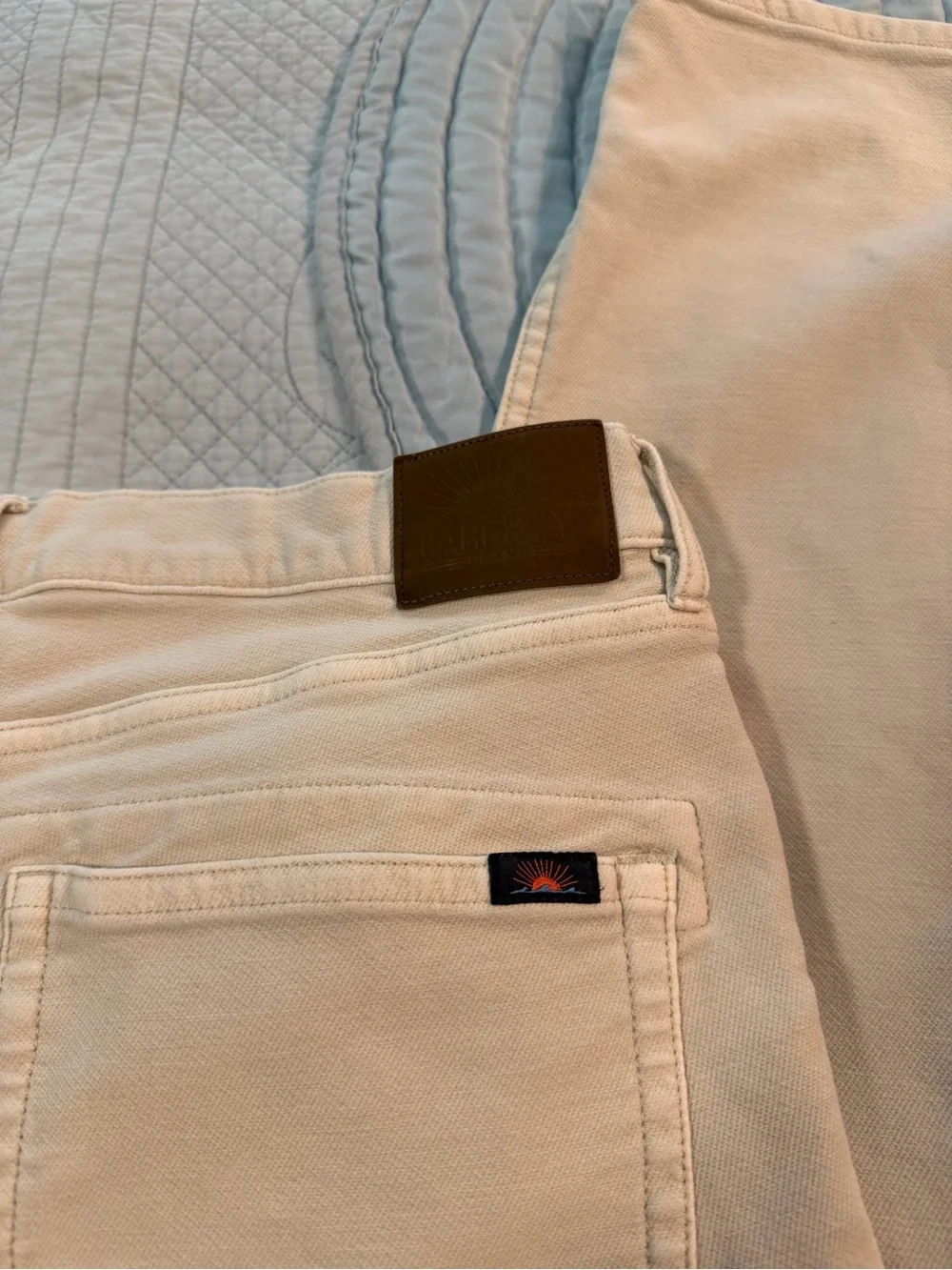 Faherty Men’s Ecru 5-Pocket Slim Straight Stretch Pants Size 31 Cream Jeans